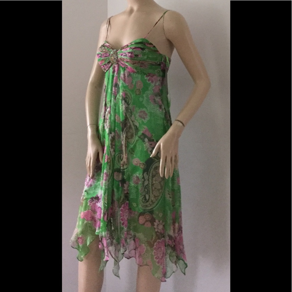 Faviana Handkerchief Hem Silk Dress NWT